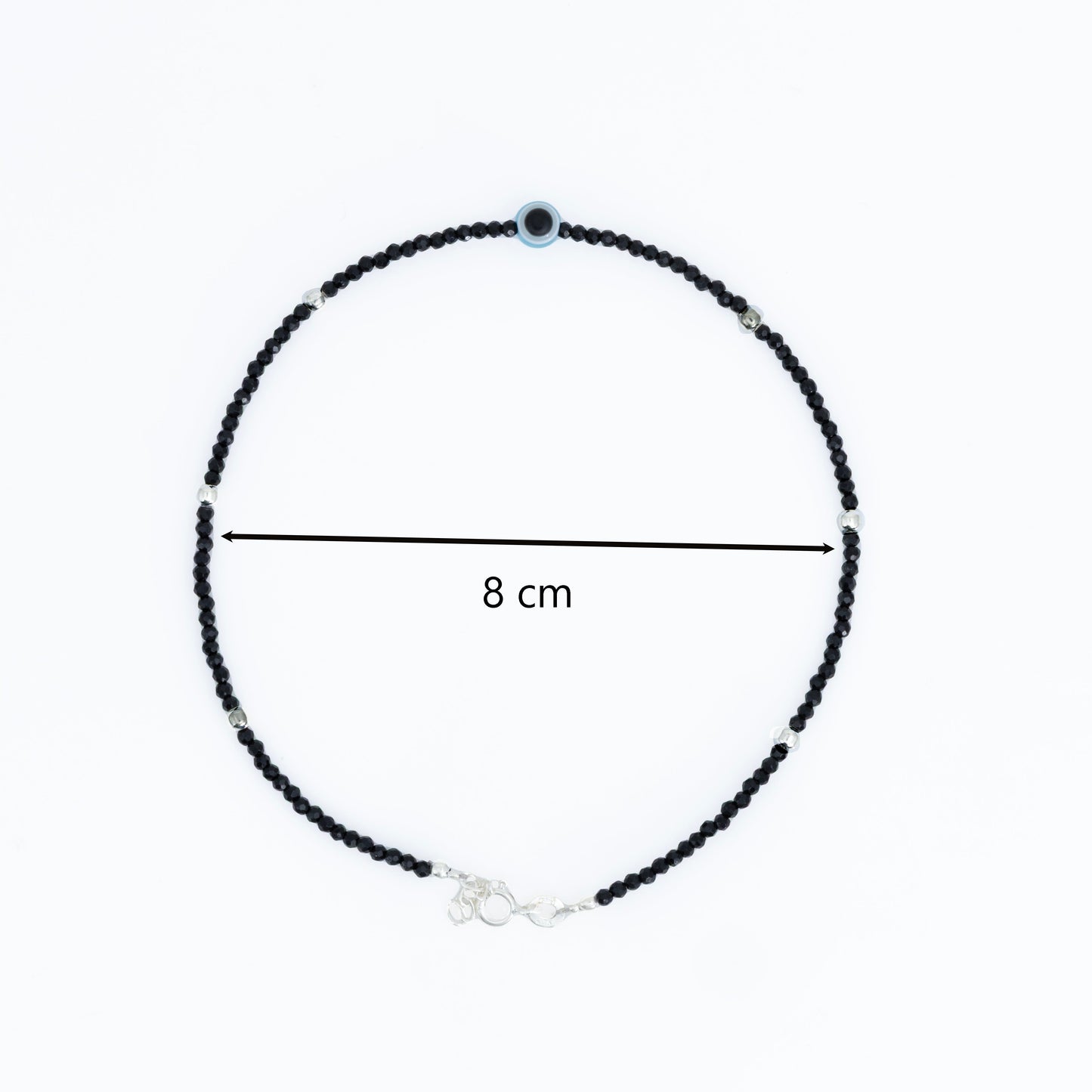 Light Blue Buds Evil Eye Silver Anklet