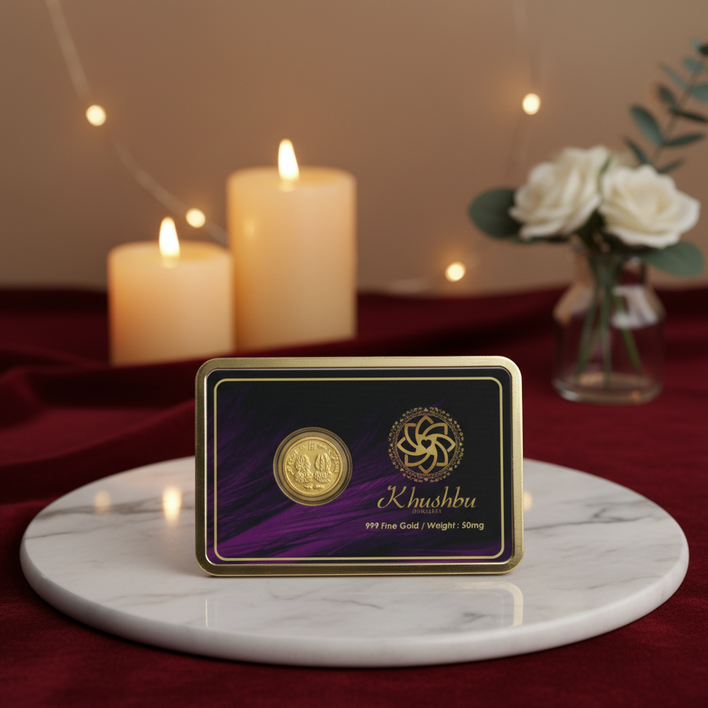 50mg Pure Gold Foil Coin 999 Fine Gold khushbu jewellers