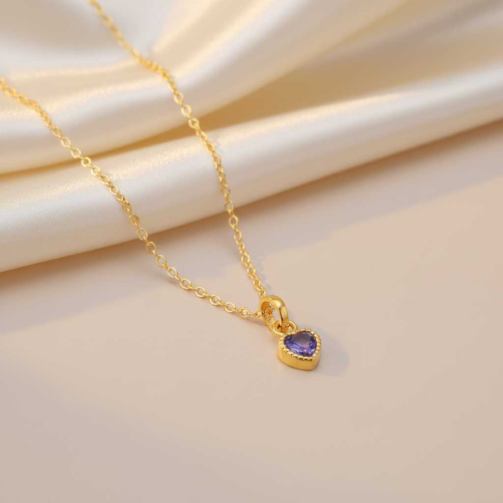Heart Shape Pendent & Chain (Gold Polish)