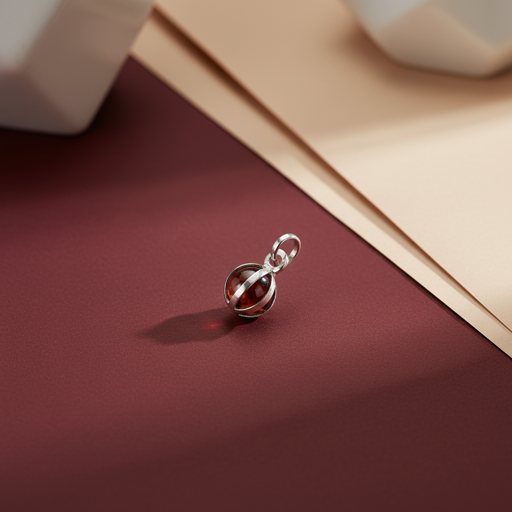 Sterling Silver Red Stone Cage Pendant