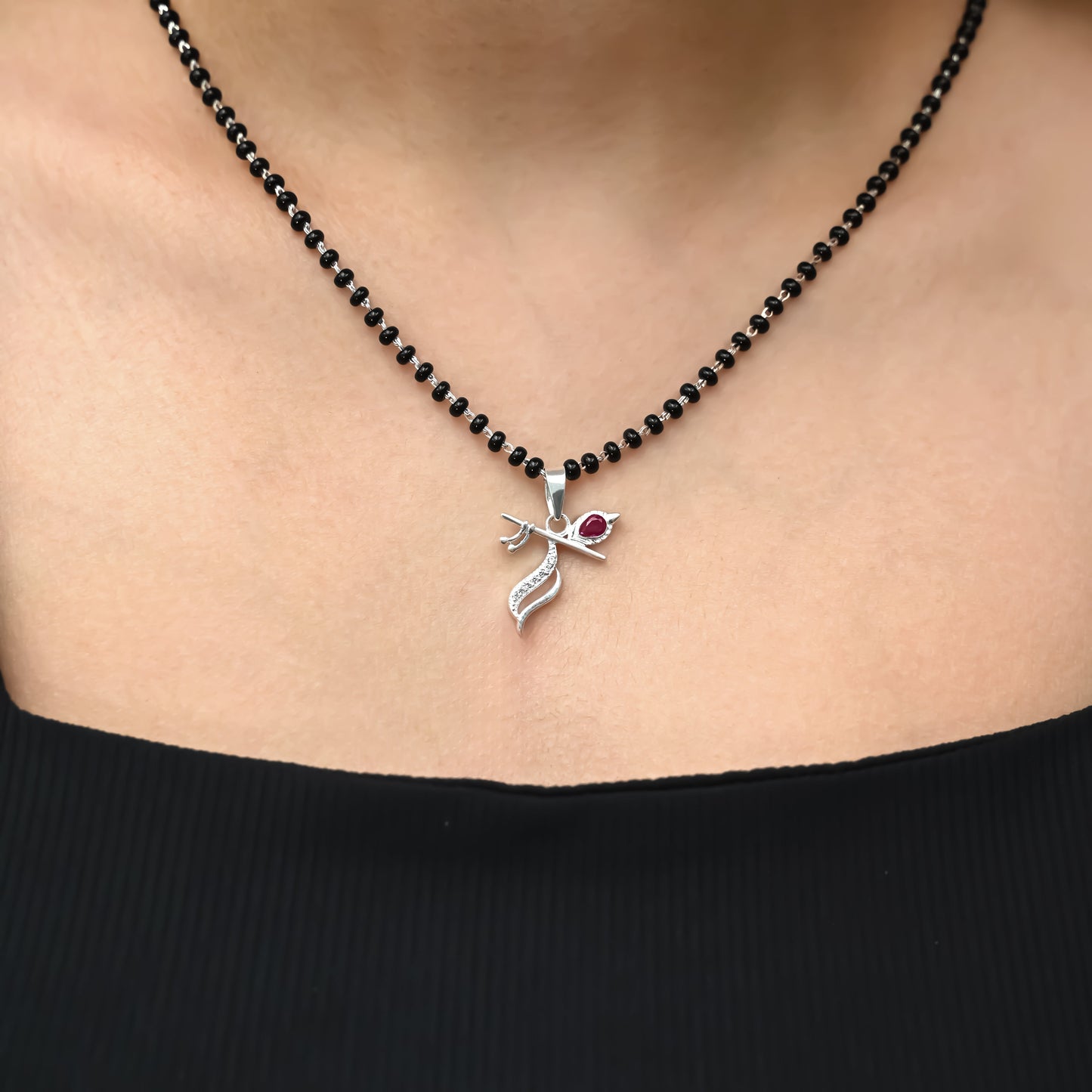 Silver Flute Pendant Intricate Modern Design