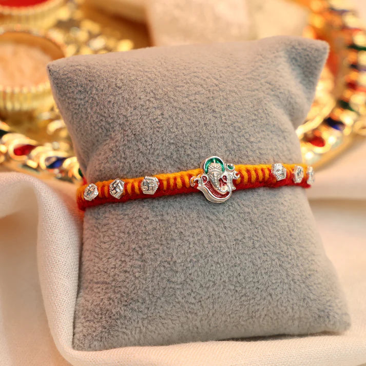 Blessed Ganpati Silver Rakhi
