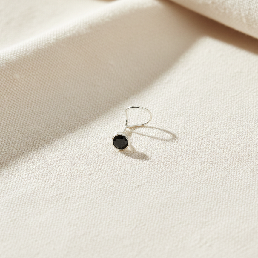 Silver Nose Pin with Round Multicolour Stones