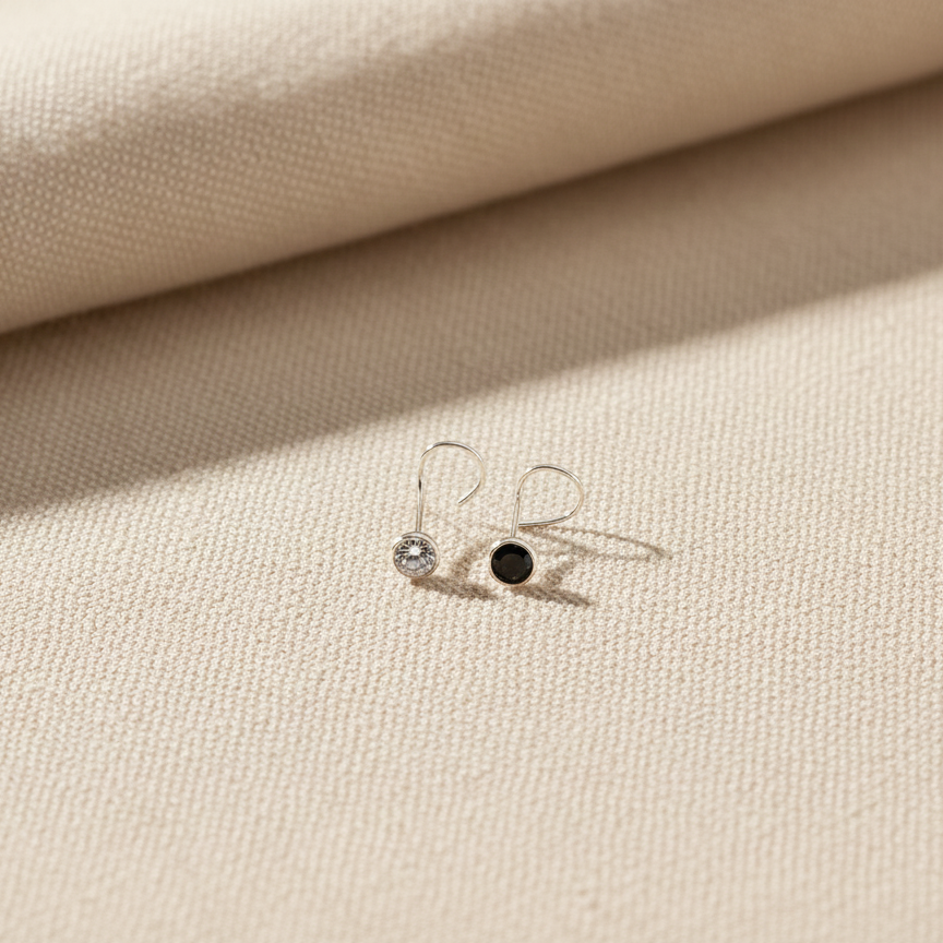 Silver Nose Pin with Round Multicolour Stones