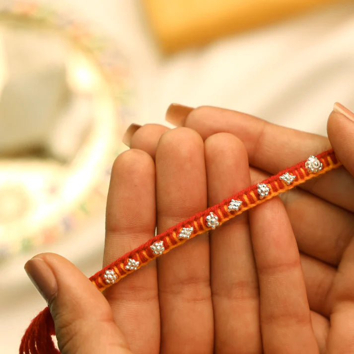 Handcrafted Silver Buds Rakhi Assorted Design