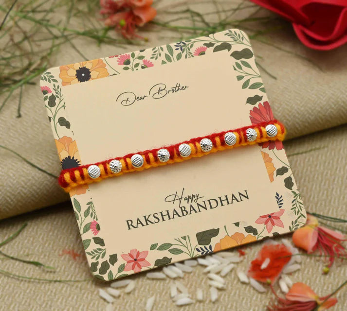 Silver Unique Beads Design Rakhi for Boys