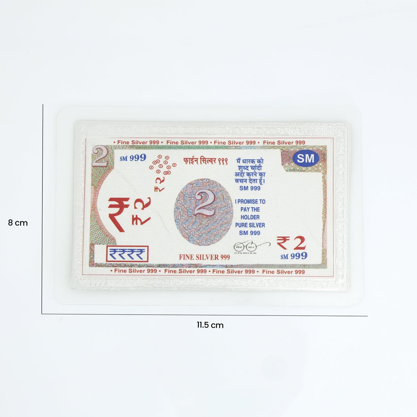 Pure Silver Plated 2 Rupee Note