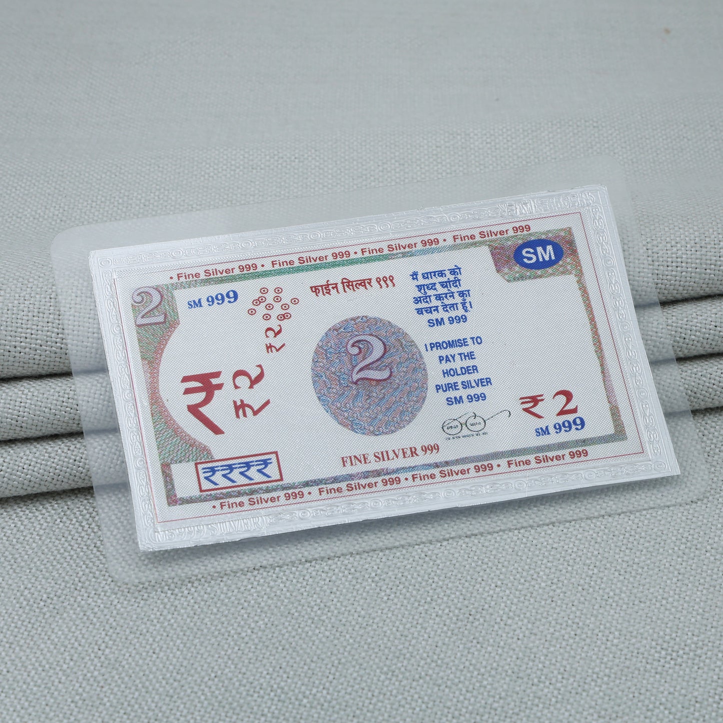 Pure Silver Plated 2 Rupee Note