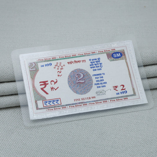 Pure Silver Plated 2 Rupee Note