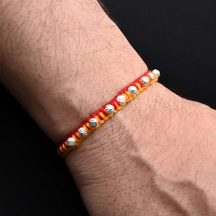 Silver Unique Beads Design Rakhi for Boys