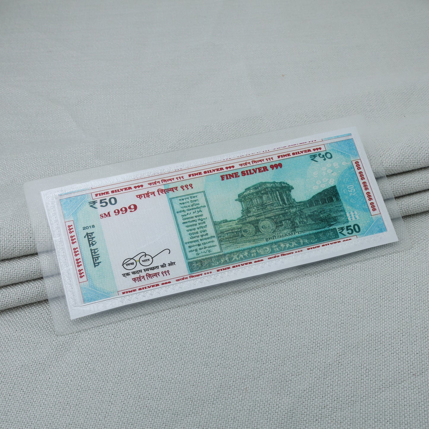 Pure Silver Plated ₹50 Currency Note