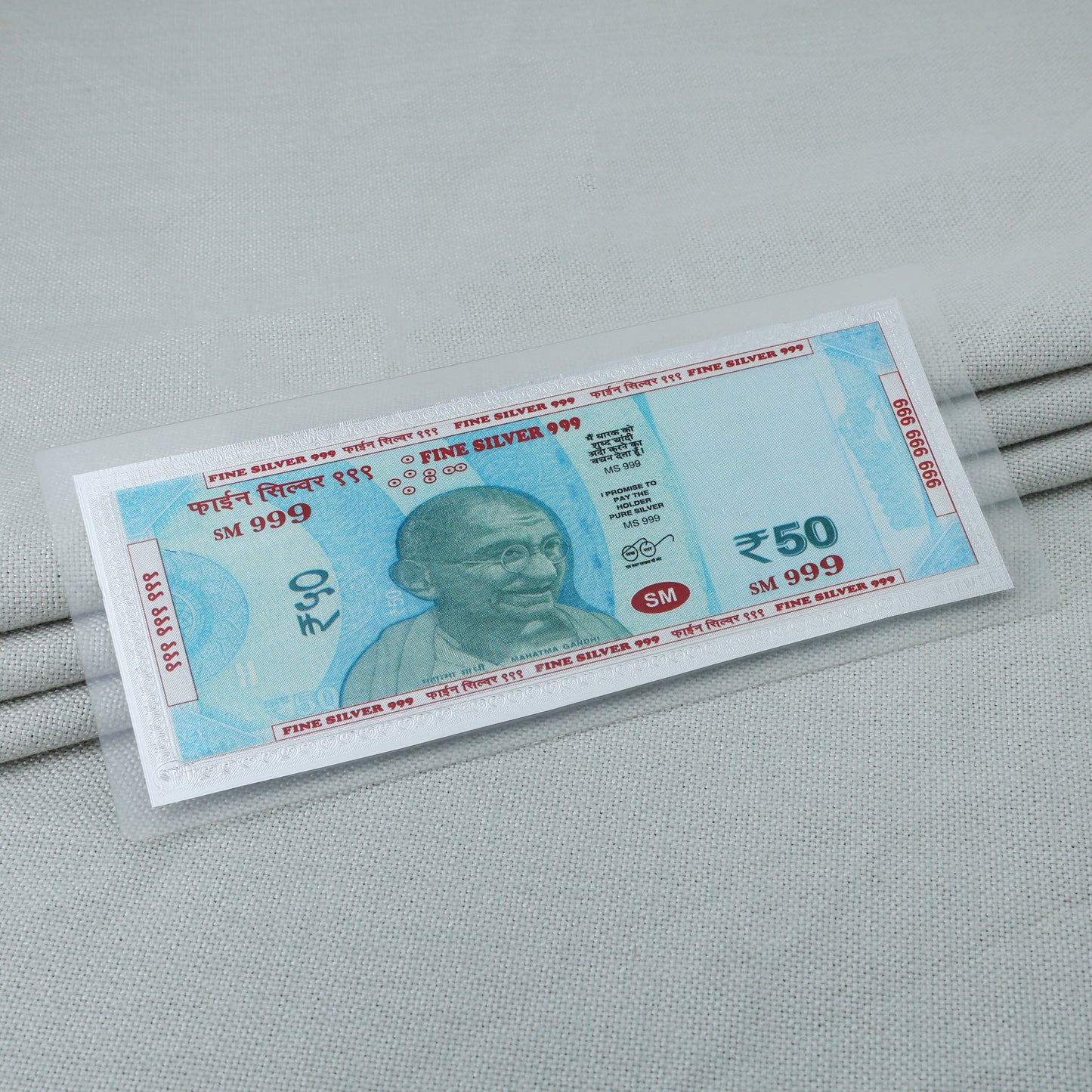 Pure Silver Plated ₹50 Currency Note