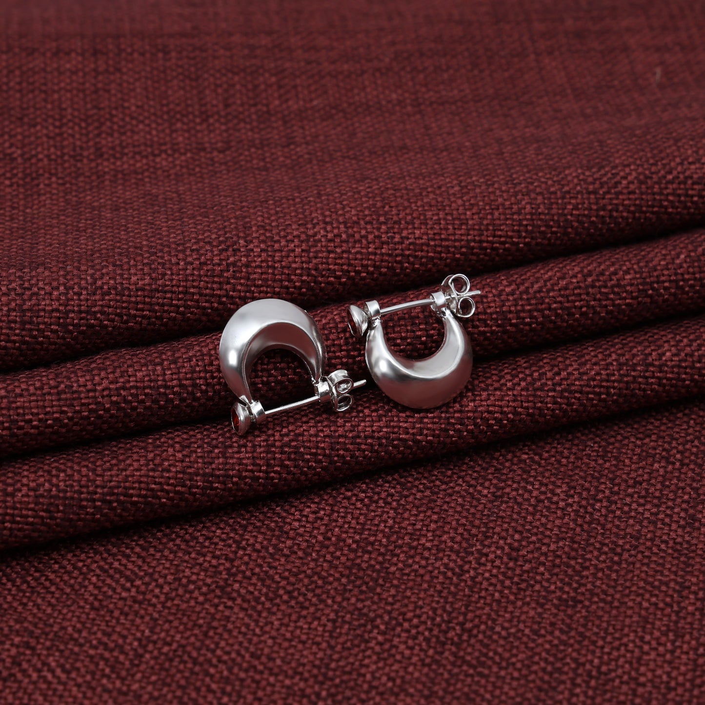Boys Silver Bali Earrings with Plain Look & Stones