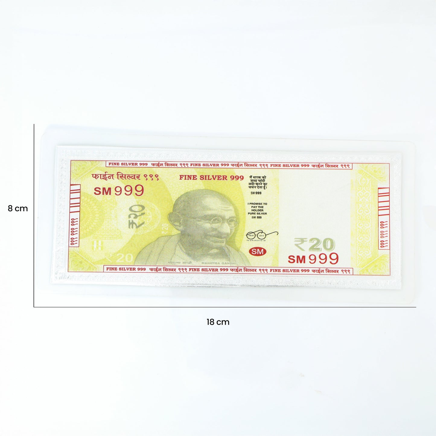 Pure Silver Plated 20 Rupee Note