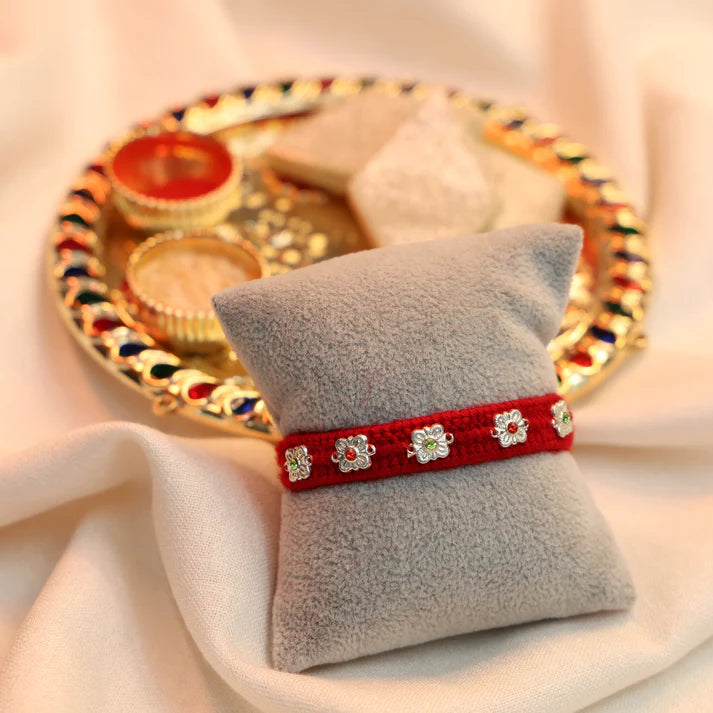 Color Stone Flower Rakhi 