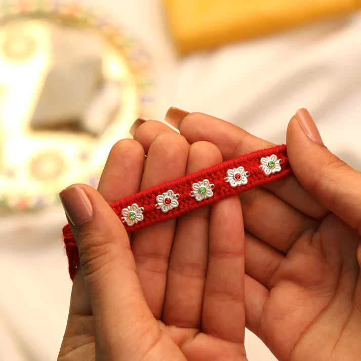 Color Stone Flower Rakhi 