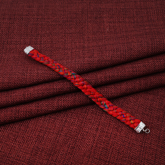 Silver Royal Red Knitted Kalava Moli Bracelet