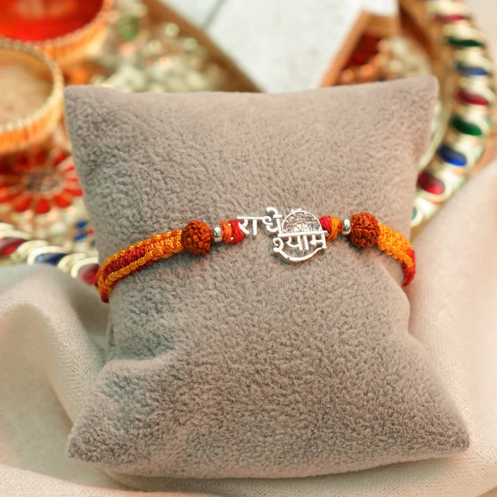Divine Silver Rakhi Radhe Shyam