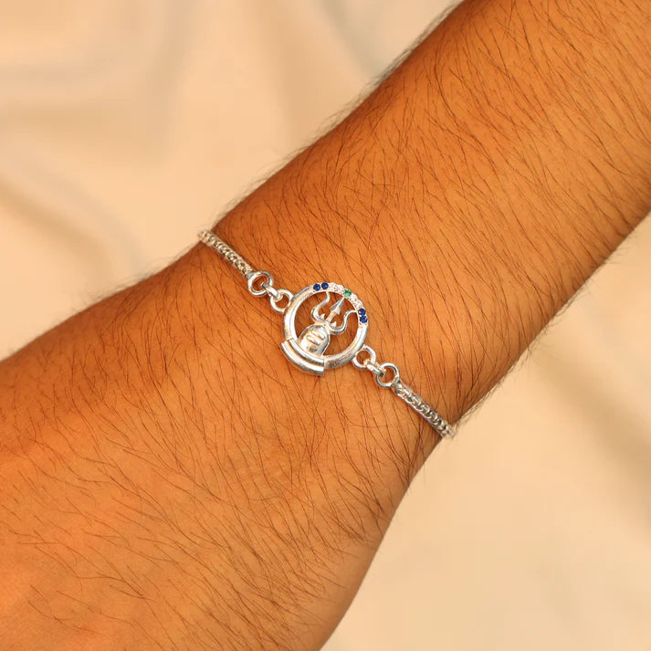 Trishul Silver Rakhi Bracelet