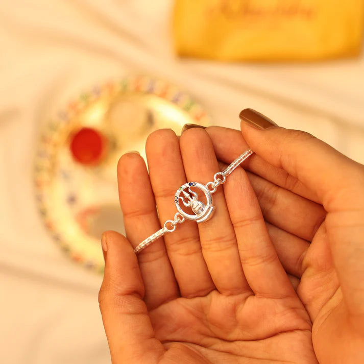 Trishul Silver Rakhi Bracelet