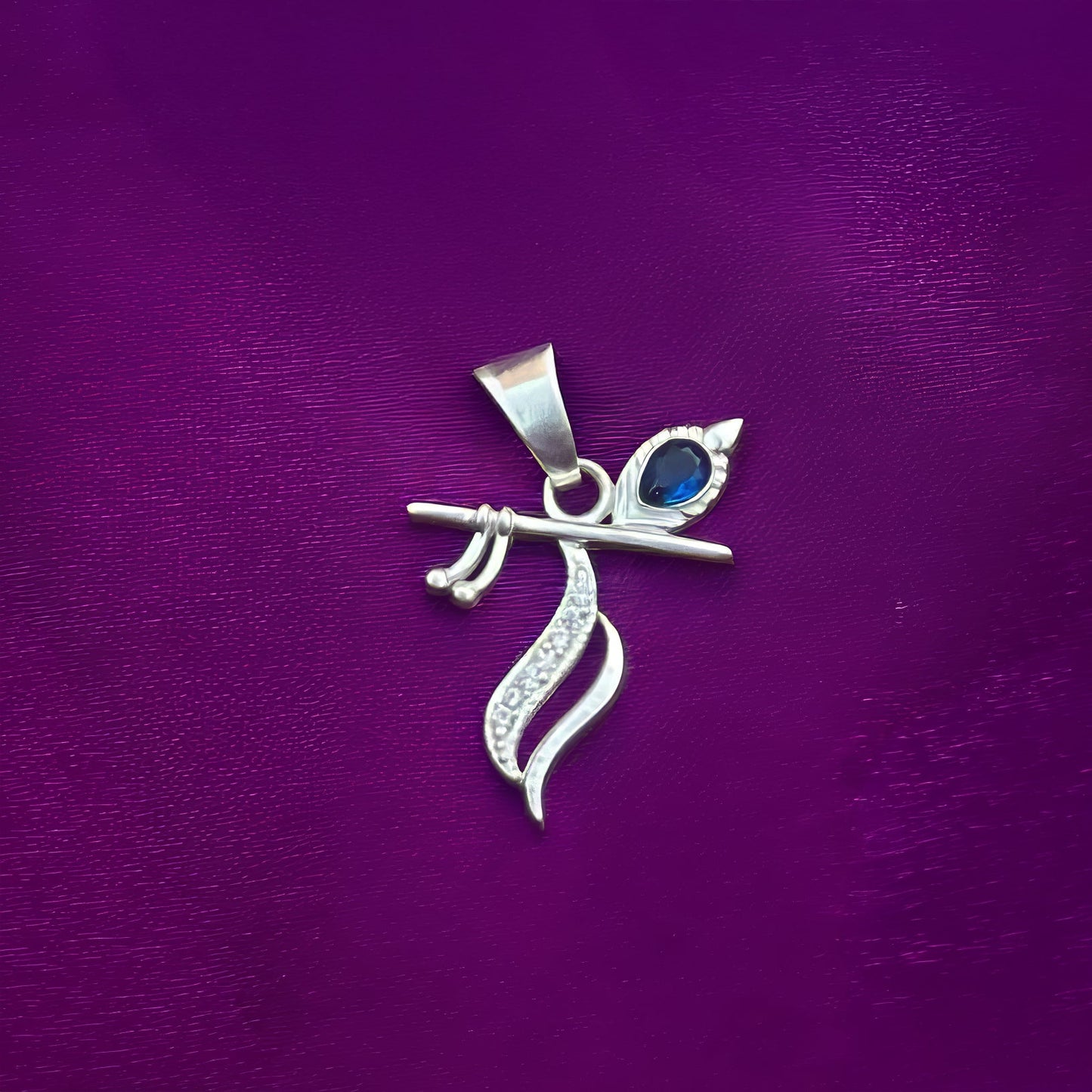 Silver Flute Pendant Intricate Modern Design
