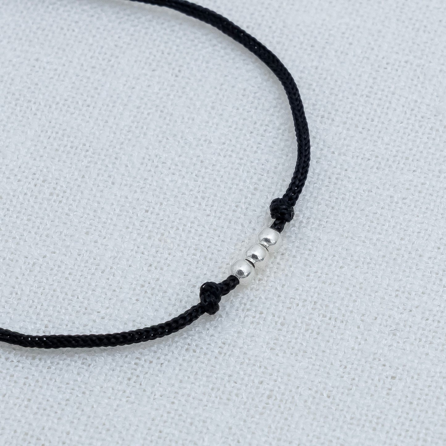Silver Three Beads Dhaga Bracelet