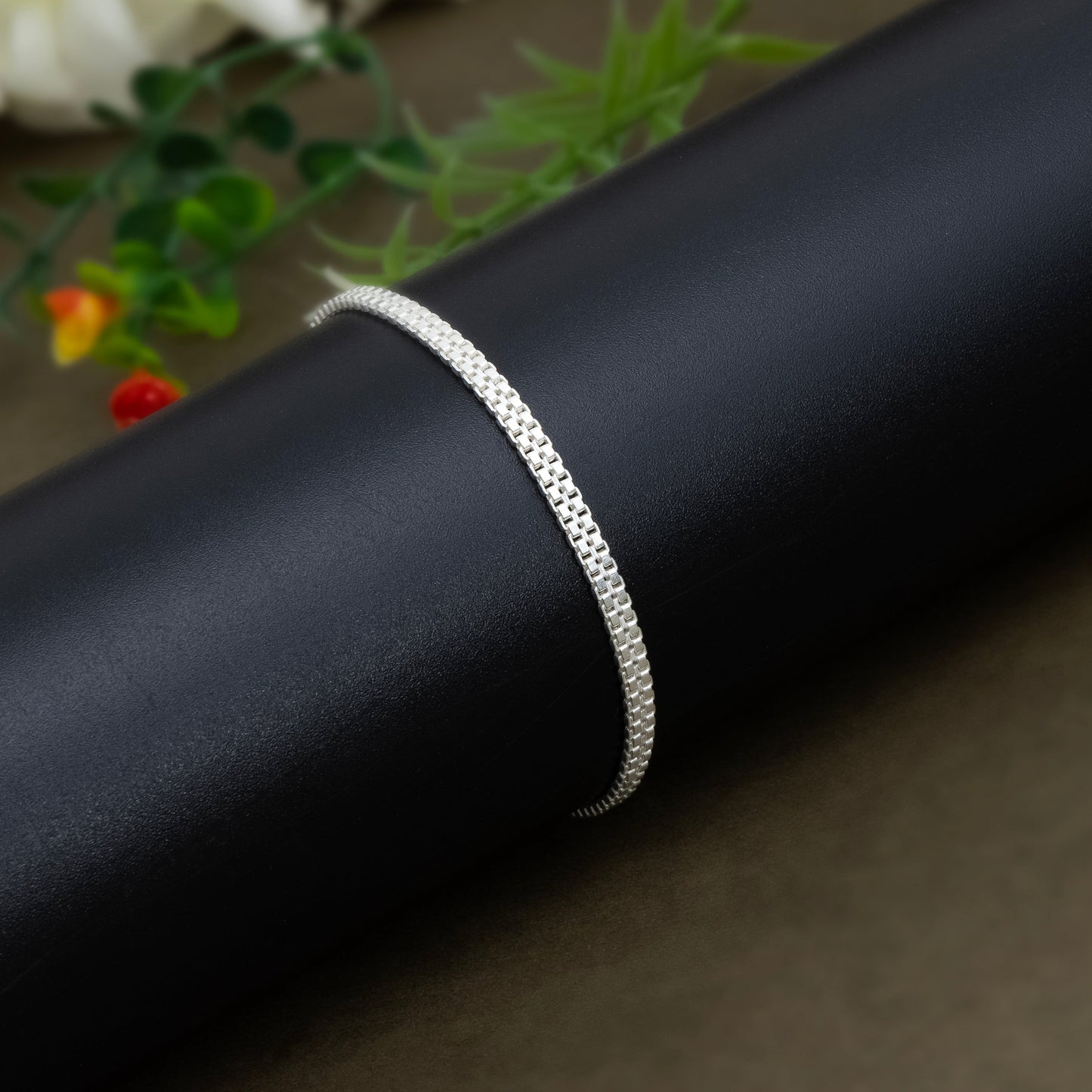 Silver Simple Square Box Design Chain Bracelet for Boys