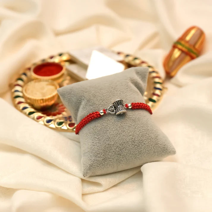 Lord Shiva Trishul Damru Silver Rakhi