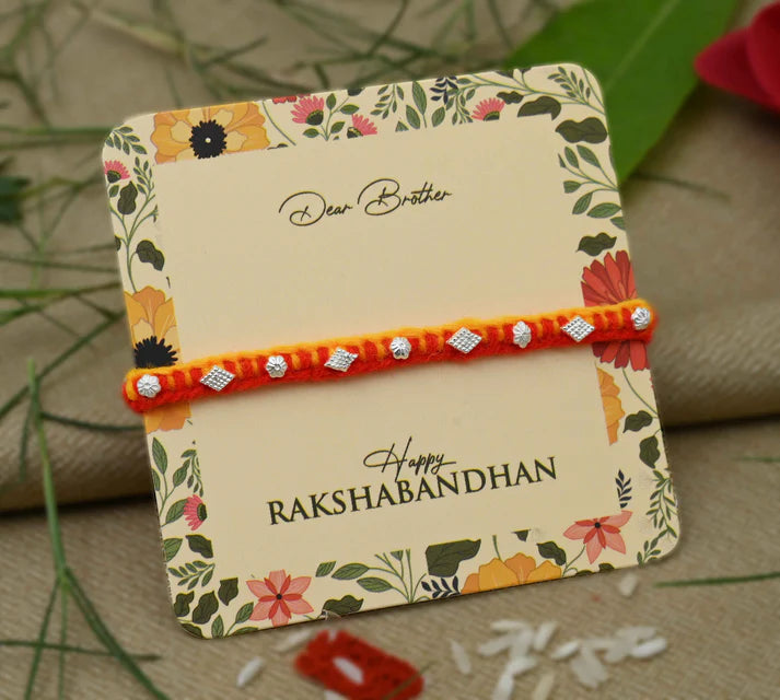 Silver Small Flower Design Rakhi for Boys