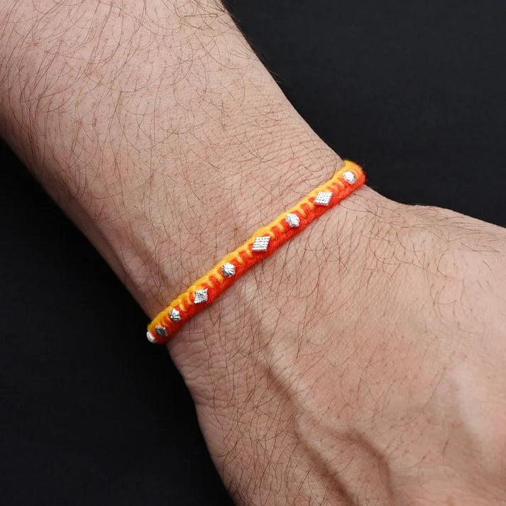 Silver Small Flower Design Rakhi for Boys