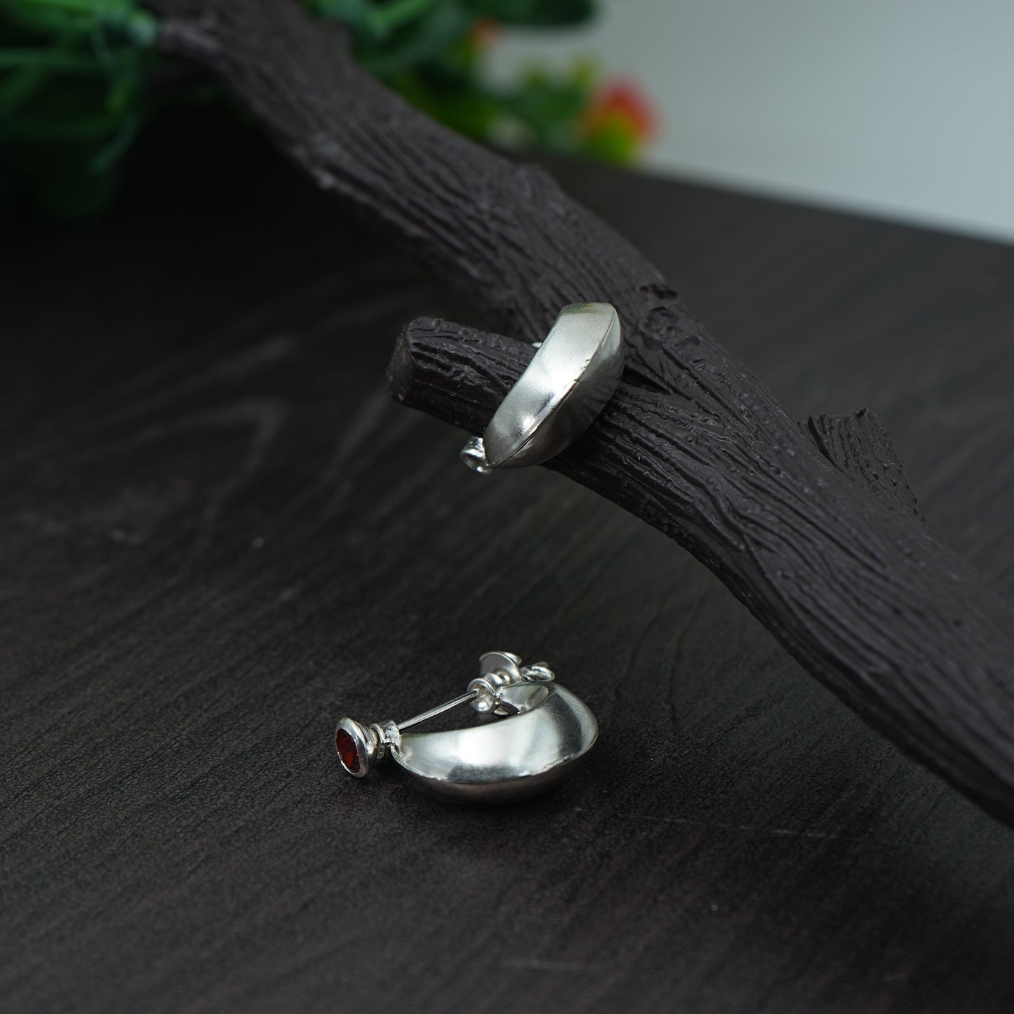 Boys Silver Bali Earrings with Plain Look & Stones