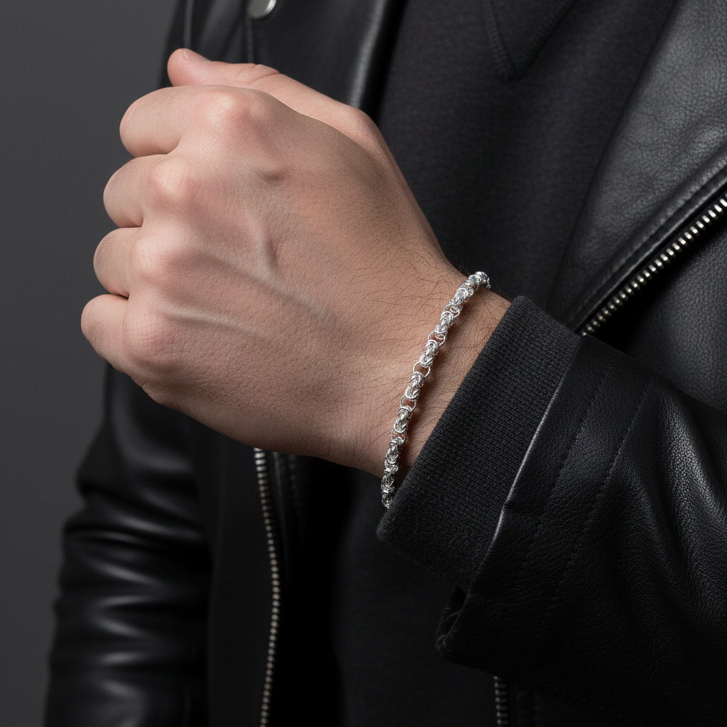 Classic Rope Style Silver Bracelet For Boys