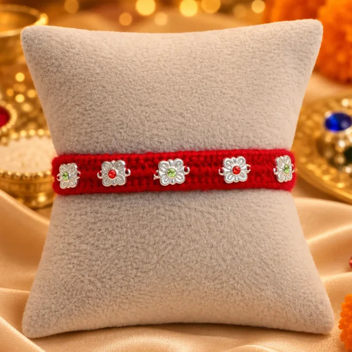 Color Stone Flower Rakhi 
