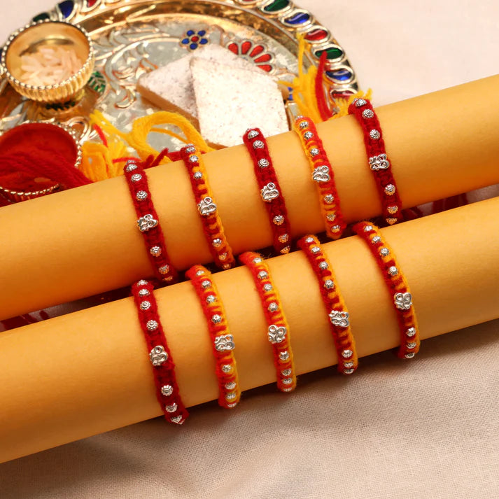 Divine Om Silver Rakhi Thread