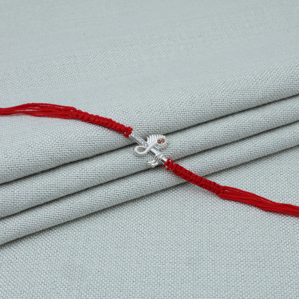 Krishna Flute Silver Rakhi for Brother
