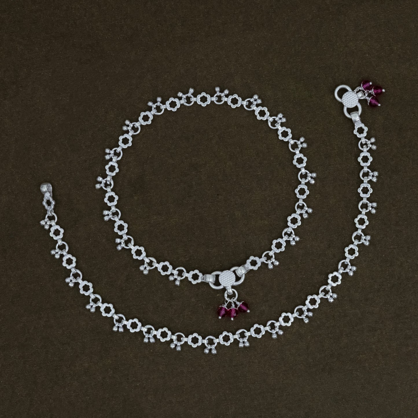 Silver Flower Design Payal Pair Elegant & Lightweight