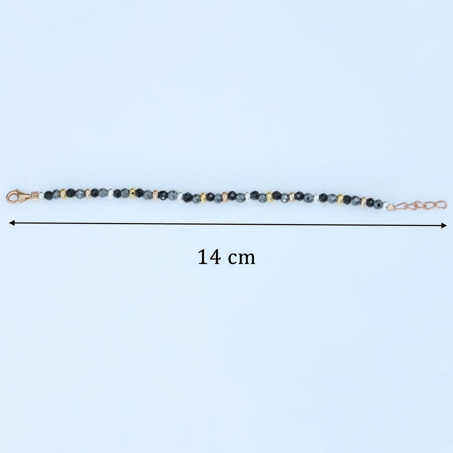 Black Bead Bracelet with Gold Accents Lightweight Kids Bracelet