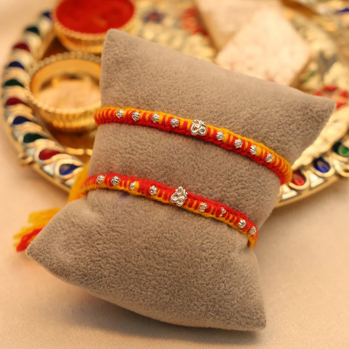 Divine Om Silver Rakhi Thread