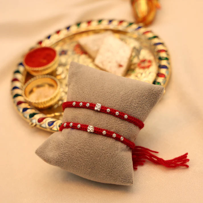 Divine Om Silver Rakhi Thread