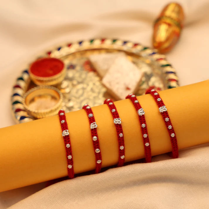 Divine Om Silver Rakhi Thread