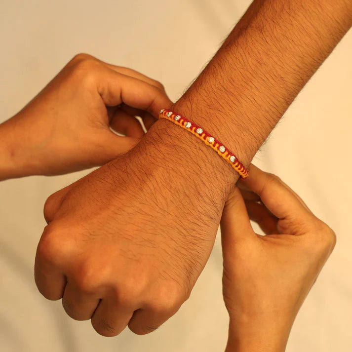Charming Mixed Buds Silver Rakhi