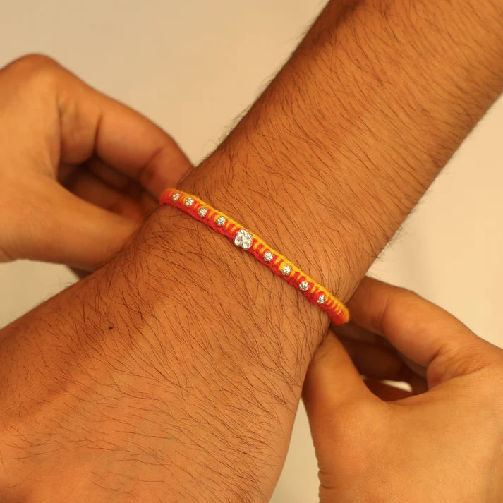 Divine Om Silver Rakhi Thread