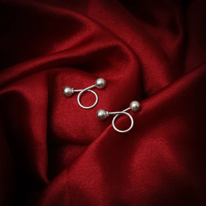 Elegant Minimalist Double Spiral Silver Earrings