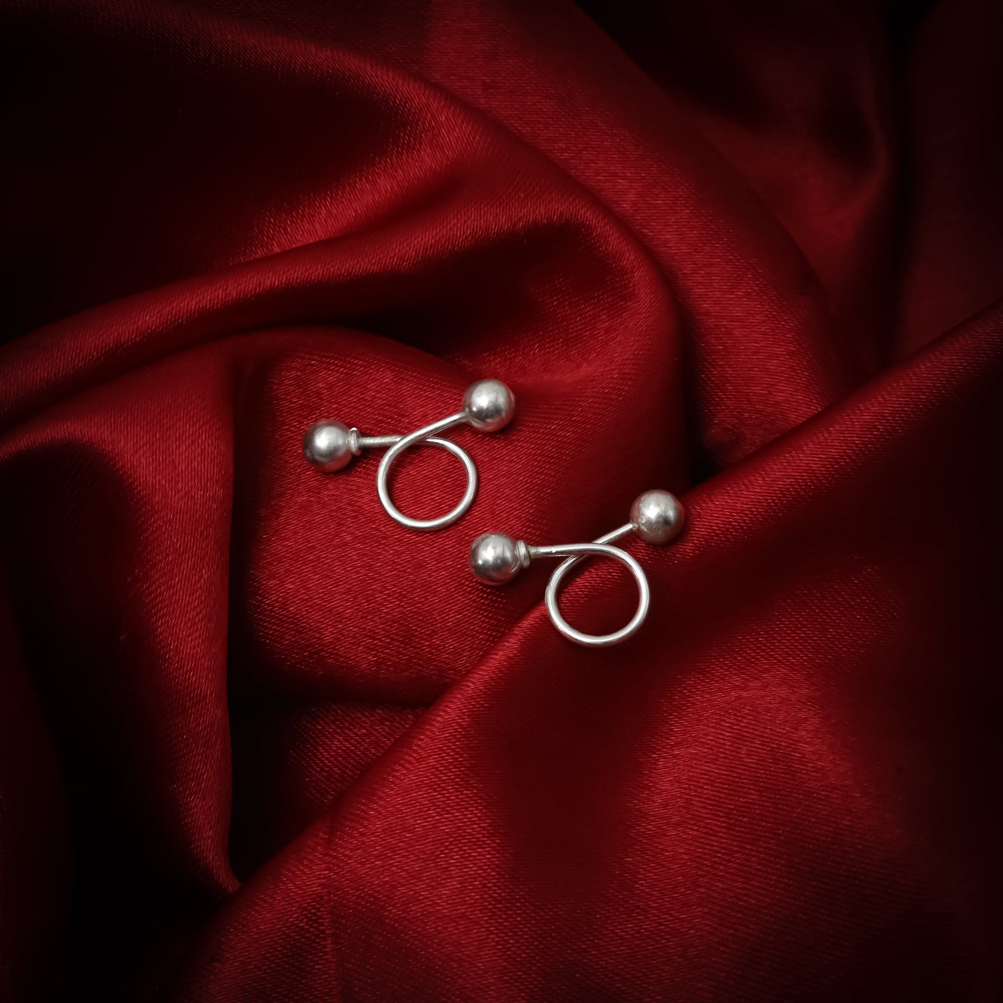 Elegant Minimalist Double Spiral Silver Earrings