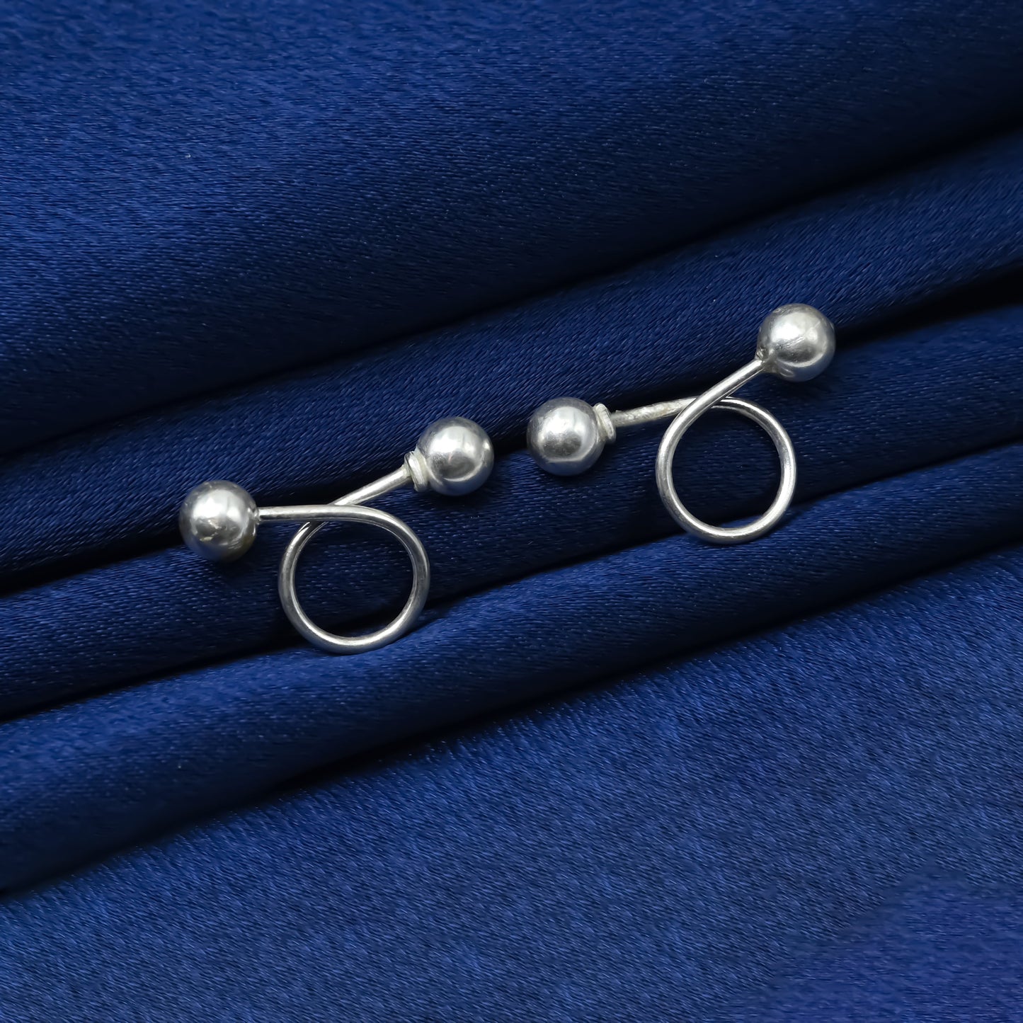 Elegant Minimalist Double Spiral Silver Earrings