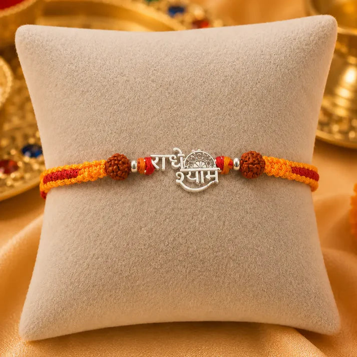 Divine Silver Rakhi Radhe Shyam