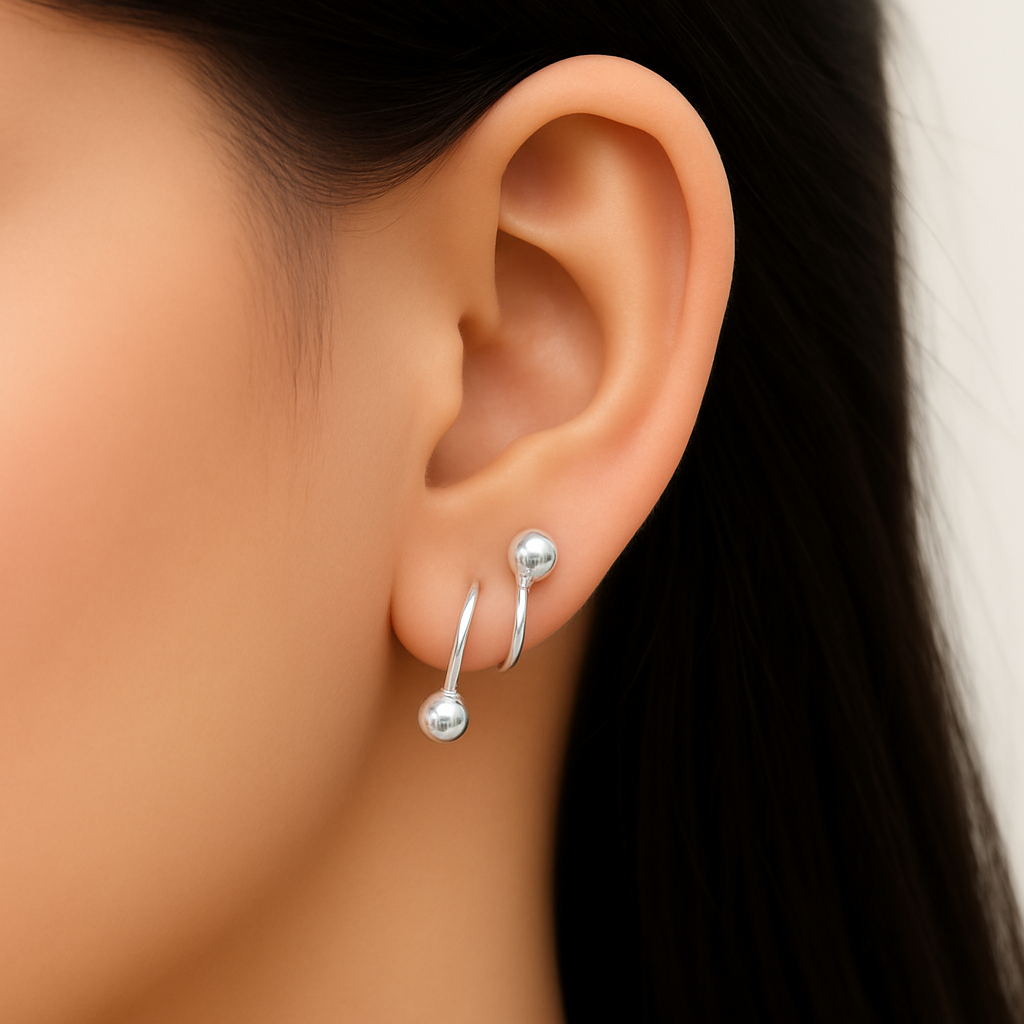 Elegant Minimalist Double Spiral Silver Earrings