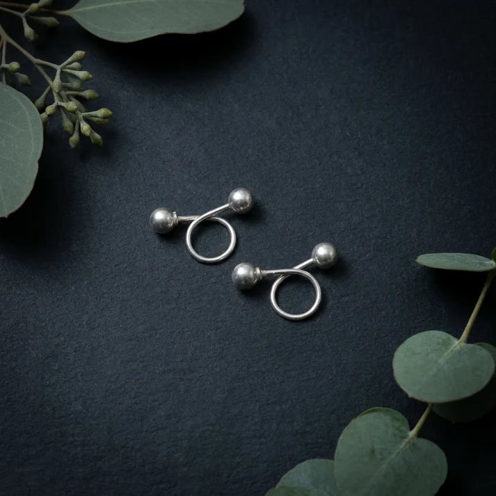 Elegant Minimalist Double Spiral Silver Earrings