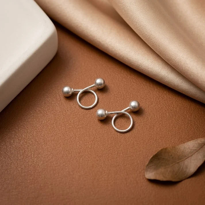 Elegant Minimalist Double Spiral Silver Earrings