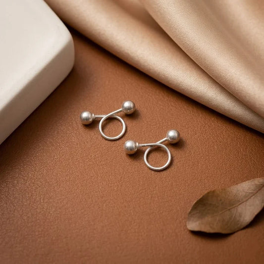 Elegant Minimalist Double Spiral Silver Earrings
